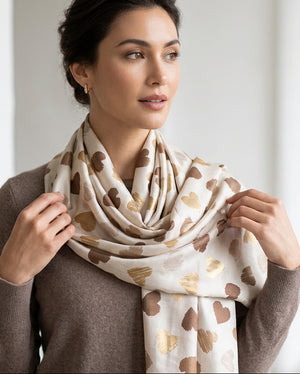 Beige & Hearts Scarf
