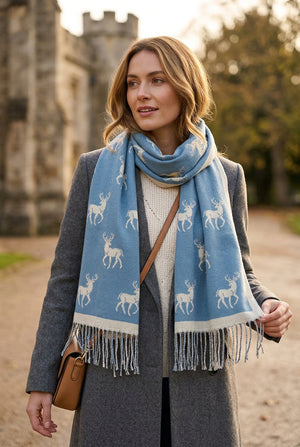 Blue Stag Design Scarf