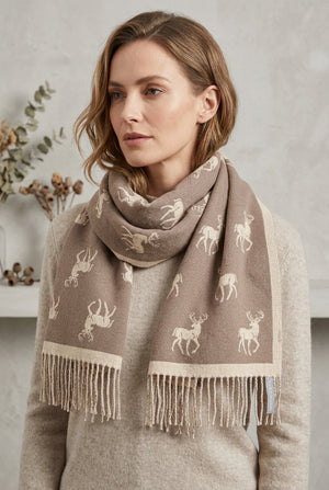 Taupe Stag Design Scarf