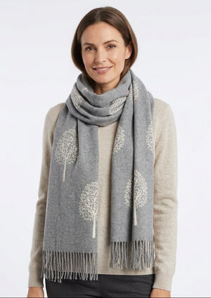 Grey Tree Design Reversible Scarf