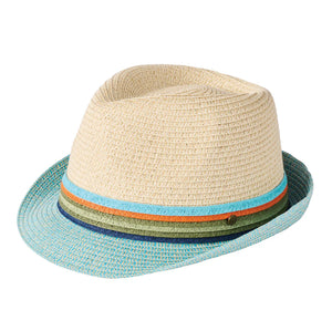 Aqua Straw Trilby Hat