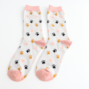 Silver Paws & Stripes Socks