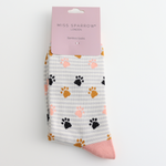 Load image into Gallery viewer, Silver Paws &amp; Stripes Socks
