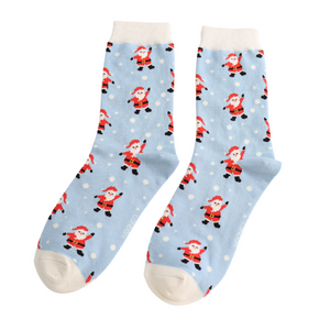 Blue Jolly Santa Socks Powder