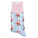 Load image into Gallery viewer, Blue Jolly Santa Socks Powder
