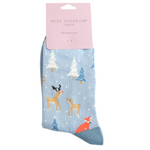 Load image into Gallery viewer, Blue Festive Foxes Socks
