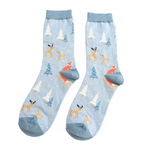 Load image into Gallery viewer, Blue Festive Foxes Socks
