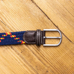 Load image into Gallery viewer, Swole Panda Woven Belt Blue Yellow Diagonal Stripe
