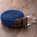 Load image into Gallery viewer, Navy Pink Woven Belt
