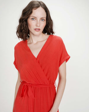 Coral Long Wrap Dress