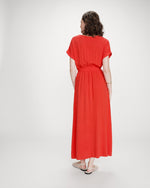Load image into Gallery viewer, Coral Long Wrap Dress
