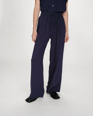 Navy Wide Leg Trousers
