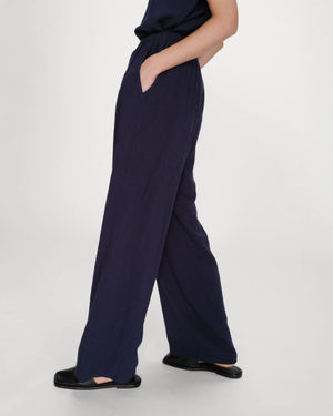 Navy Wide Leg Trousers