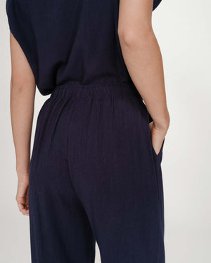 Navy Wide Leg Trousers