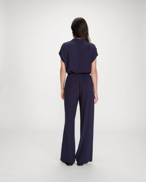 Navy Wide Leg Trousers