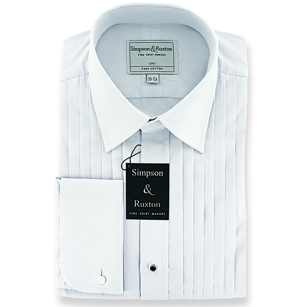 Simpson & Ruxton Pleated Dress Shirt Paris Regular Collar