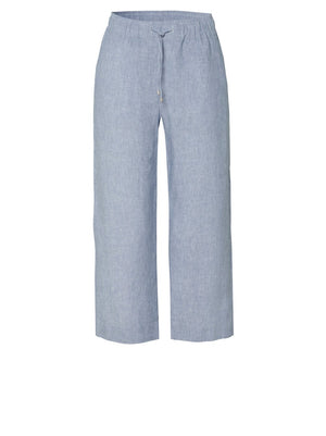 Navy Wide Leg Linen Trousers