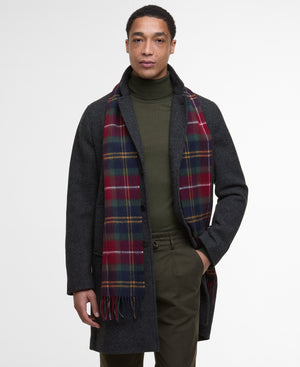 Berry Wool Cashmere Tartan Scarf