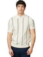 Load image into Gallery viewer, Ben Sherman Jacquard Stripe Knitted Polo Ivory
