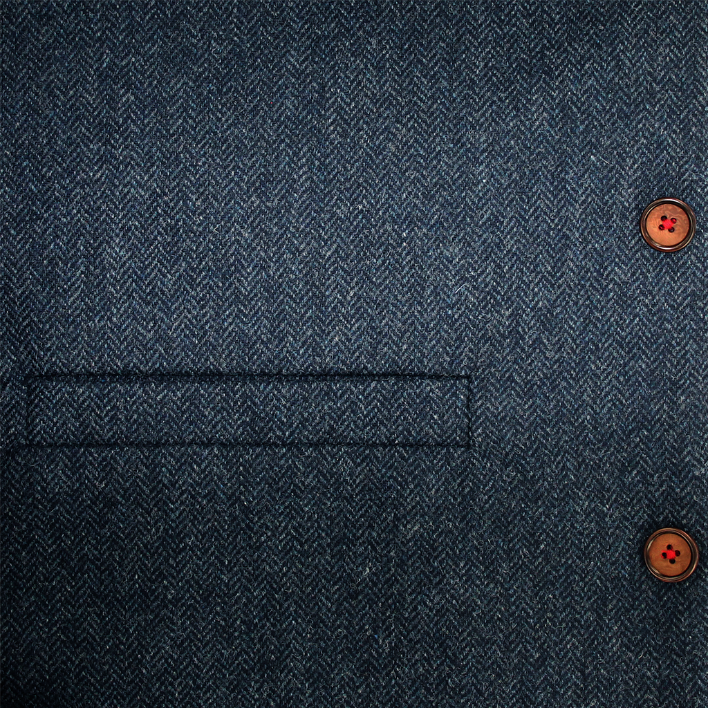 Cobalt Long Herringbone Waistcoat