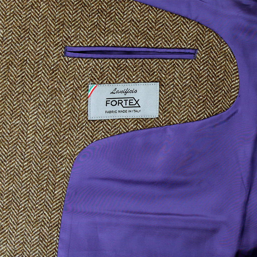 Coffee Long Herringbone Waistcoat