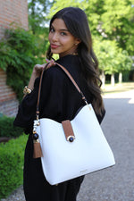 Load image into Gallery viewer, White Andrea Hobo Tote
