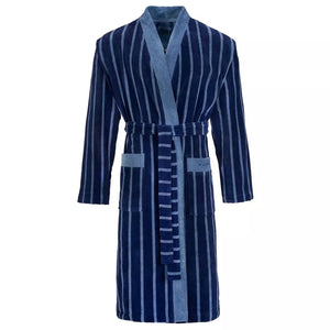 Navy Blue Striped Dressing Gown