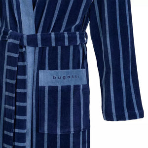 Navy Blue Striped Dressing Gown