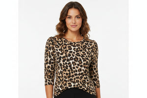 Brown Edda Animal Print Top