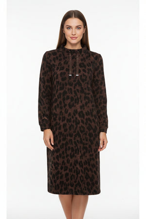 Brown Animal Print Jersey Dress