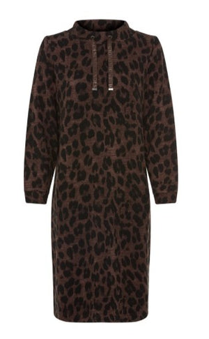 Brown Animal Print Jersey Dress