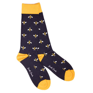 Swole Panda Bamboo Bumble Bee Socks Navy