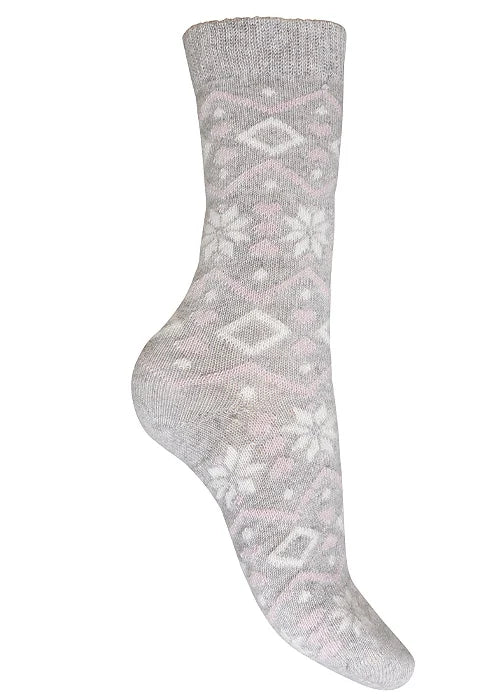 Grey Cashmere Fairisle Socks