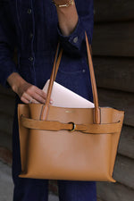Load image into Gallery viewer, Tan Connie Laptop Tote
