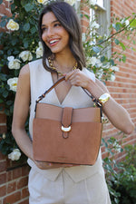Load image into Gallery viewer, Tan Indra Bucket Crossbody
