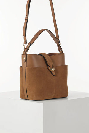 Tan Indra Bucket Crossbody