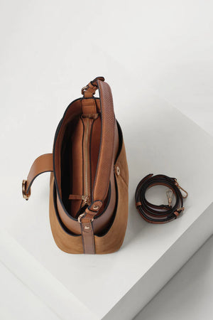 Tan Indra Bucket Crossbody