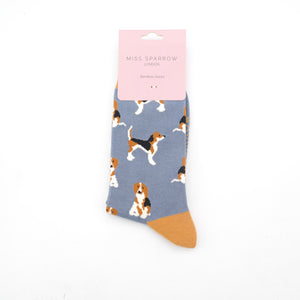 Denim Beagle Pups Socks