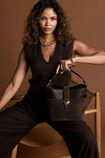 Load image into Gallery viewer, Chocolate Indra Bucket Crossbody
