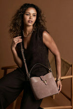 Load image into Gallery viewer, Taupe Indra Bucket Crossbody
