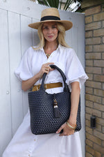 Load image into Gallery viewer, Navy Saskia Tote Bag
