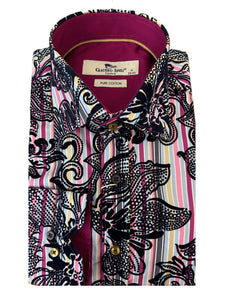 Fuchsia Flocked Floral