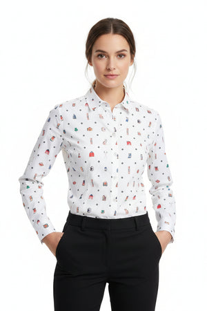 White Mini Ski Print Shirt