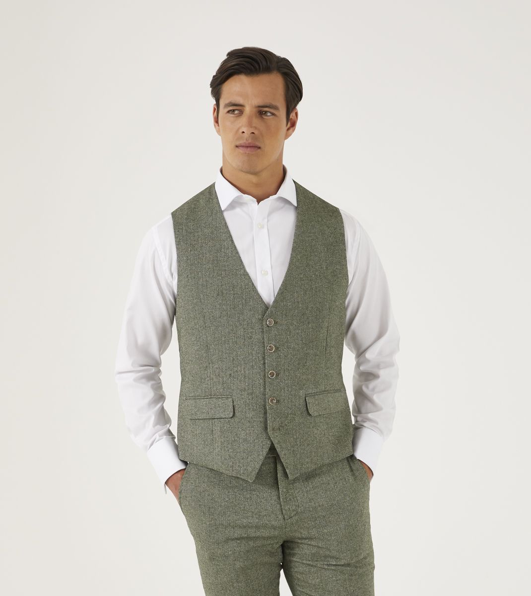 Skopes Sage Jude Herringbone Waistcoat