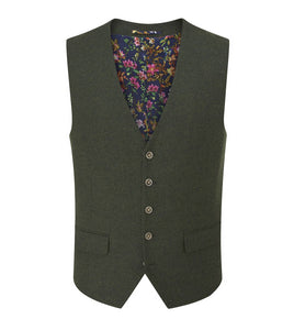 Skopes Olive Jude Herringbone Waistcoat