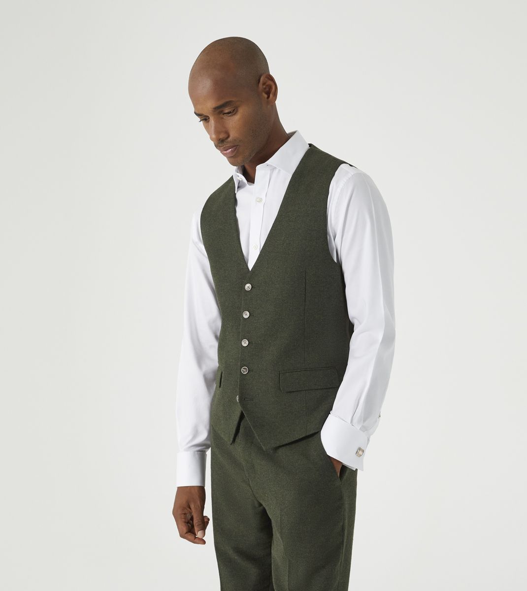 Skopes Olive Jude Herringbone Waistcoat