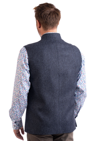 Blue Pernith Long Tweed Waistcoat