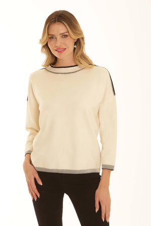 Cream Blanket Stitch Jumper