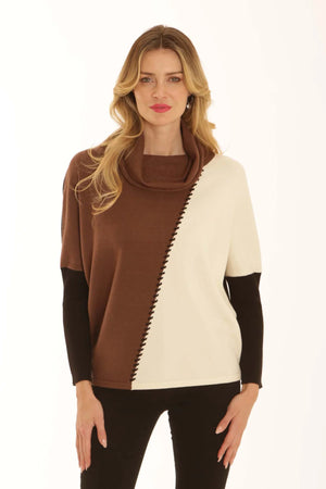 Brown Cowl Neck Jumper