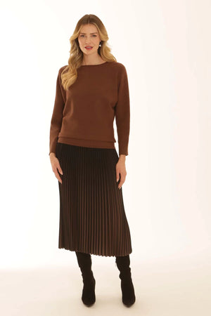 Brown Ombre Pleated Skirt